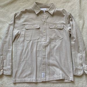 NWT Hollister cream flannel button down shirt size XS